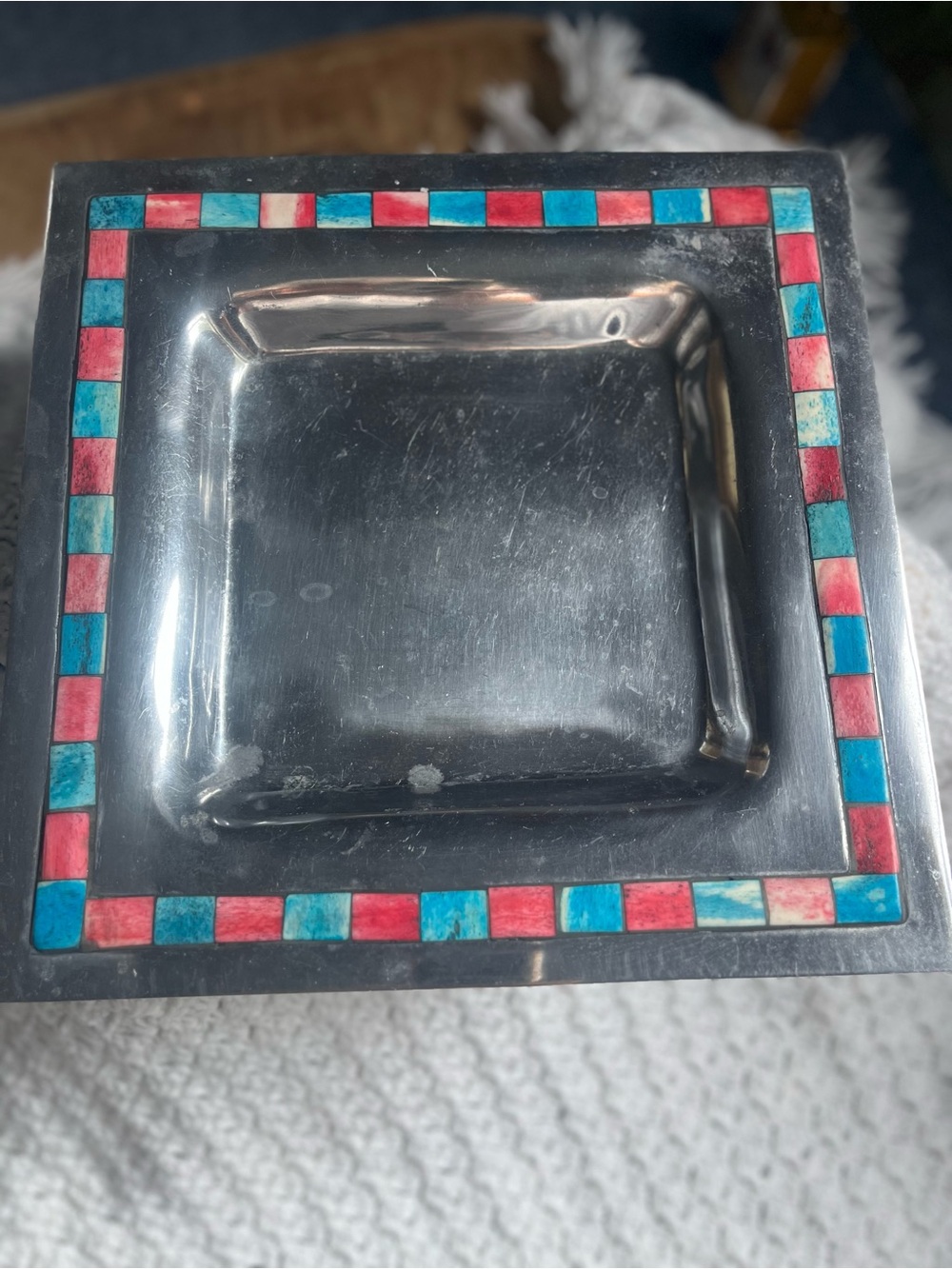 Mikasa Aluminium Hollowware Vanity Tray with Red & Turquoise Inset India